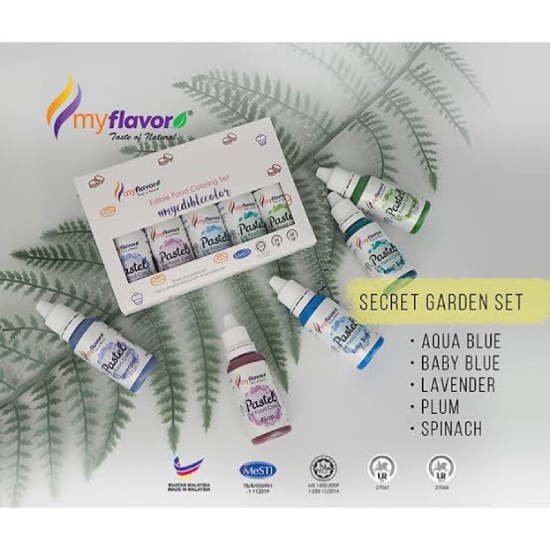 

myflavor my flavor secret garden pastel gel food coloring/ pewarna makanan halal