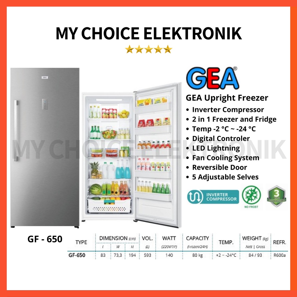 GEA Upright Freezer GF-650W Inverter | GF-650 W | GF650 W (593 L, 140 W)