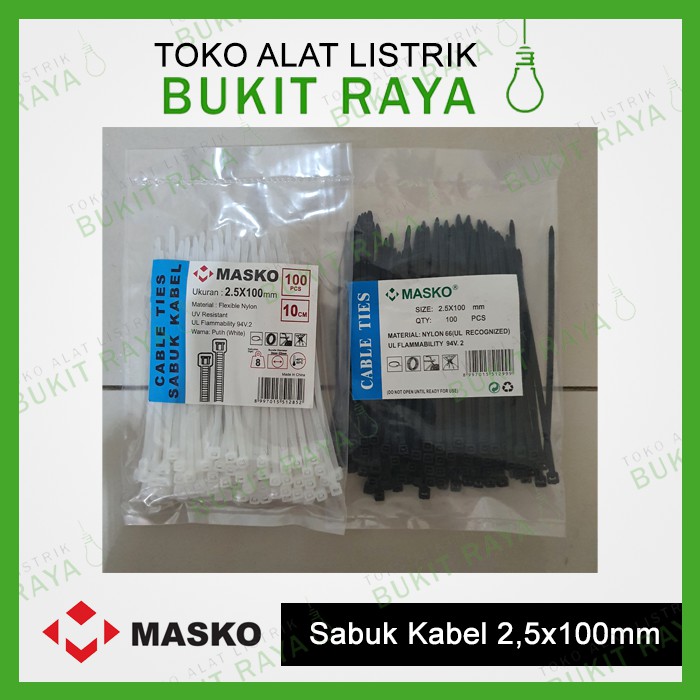 

Masko Sabuk Kabel / Kabel Tis Ties Ukuran 10 cm 2,5x100mm Hitam Putih