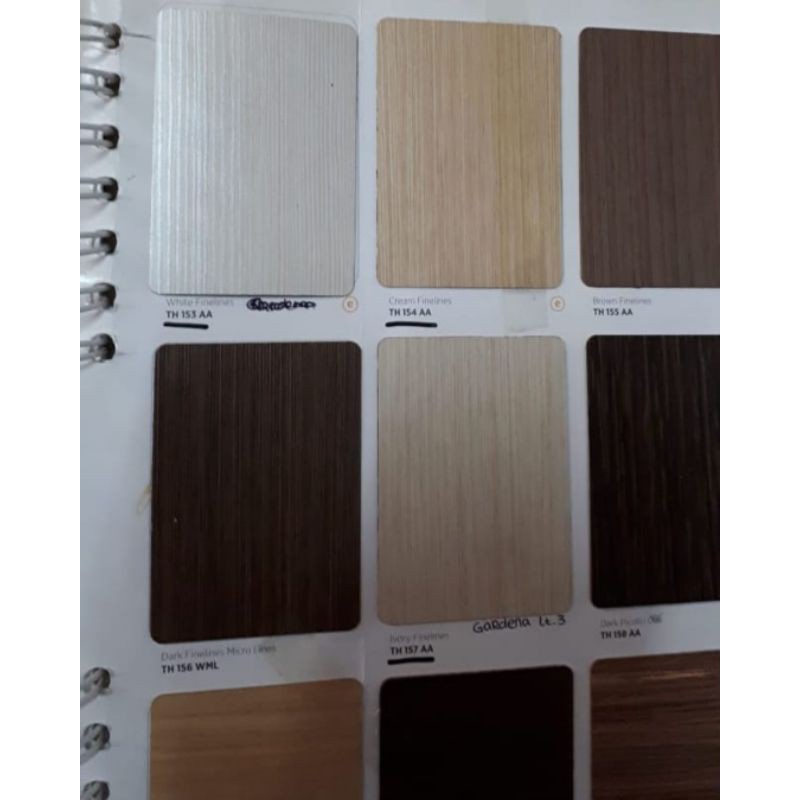 hpl lapisan meja lemari taco warna kayu