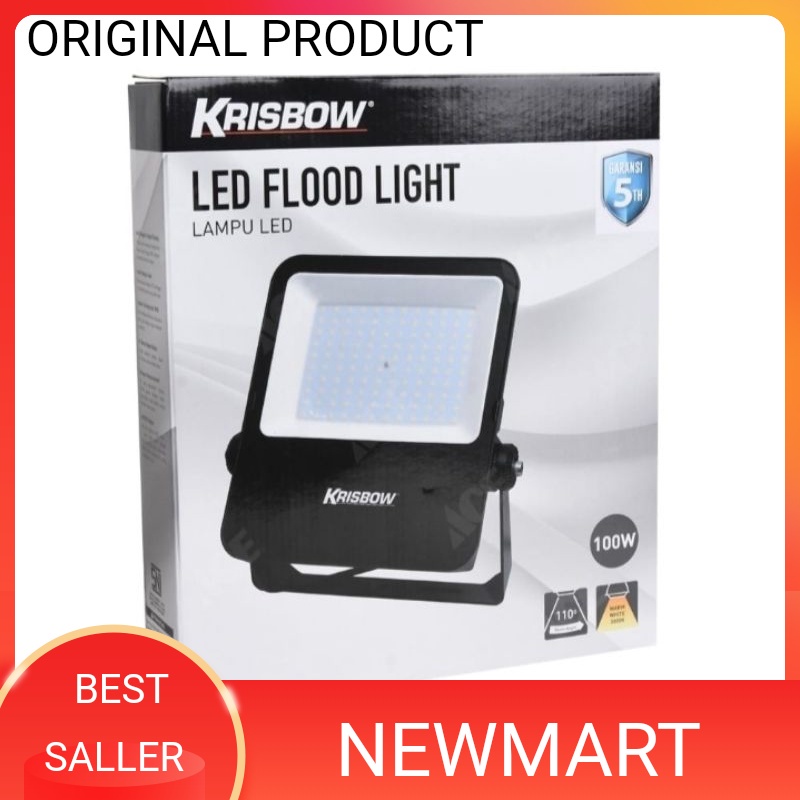 Lampu Tembak Krisbow LED Flood Light 100 Watt Lampu Sorot Omega 3000K - Warm White