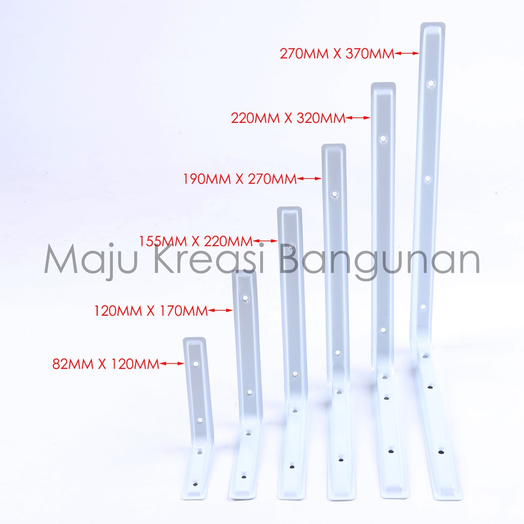 Siku Rak L Tebal SOLIGEN 155mm x 220mm Shelf Bracket Ambalan Meja Besi Putih 155 220 mm