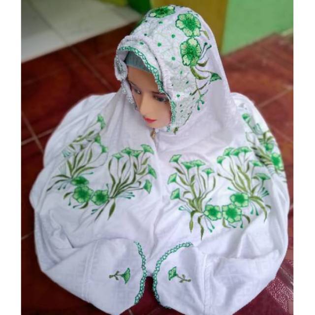 Mukena dewasa semi sutera bordir indah