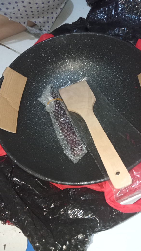 Greenland Panci Keramik Anti Lengket Wajan Cekung Penggorengan Deep Wok 32cm Free Tutup Hpm101