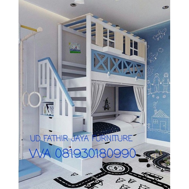 bedhouse tingkat dipan/ranjang anak costom elegan bahan kayu asli jati belanda