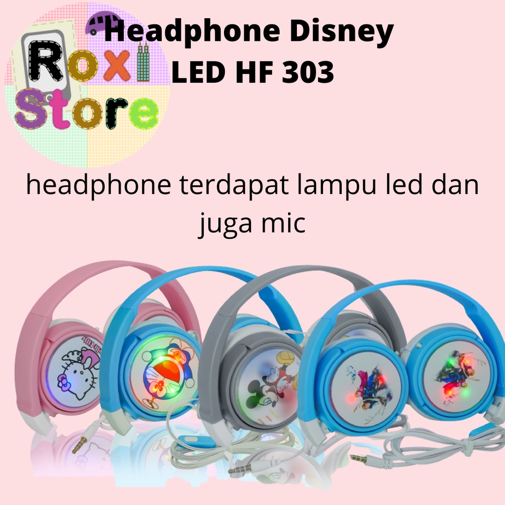 Headset / Headphone / Earphone / Headfree Disney LED HF 303 Bando Murah Anak - Anak Lucu Universal S