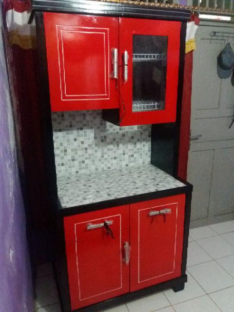 Promo! Lemari Dapur / Lemari Sayur / Rak Piring Kayu Minimalis 2 Pintu