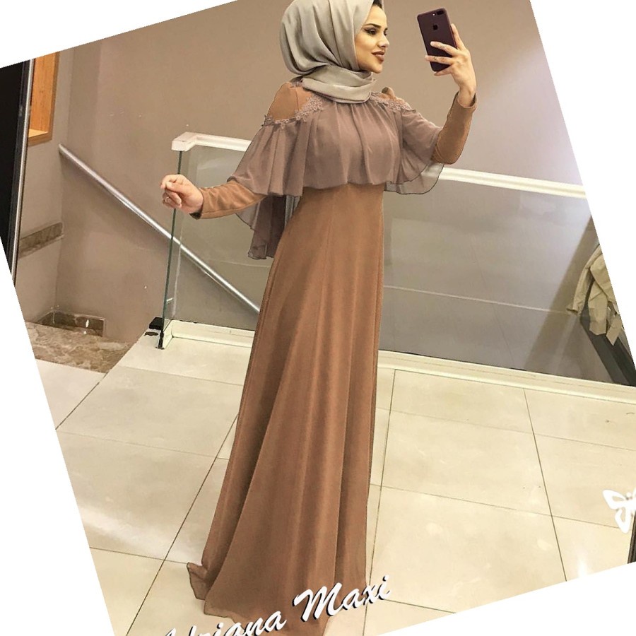 ADRIANA Dress Wedding Baju Gamis Pesta Kondangan Akad Nikah Maxi Jersey Premium Kombi Ceruty  Mewah 