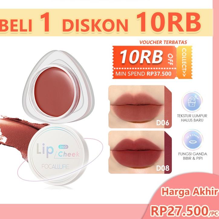 ⭐Review FOCALLURE Dual-use Lip Mud Blush Cream Lip Clay & Velvet-hazy Matte Blush On Waterproof Lip 