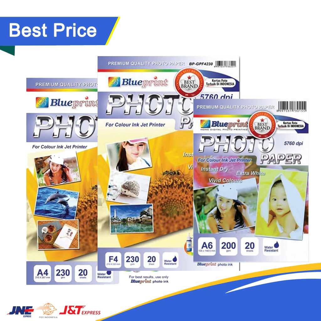 

Blueprint Photo Paper A4 & A6 20Sheet 230Gsm & A6 20Sheet 200Gsm/Paper/Photo Paper