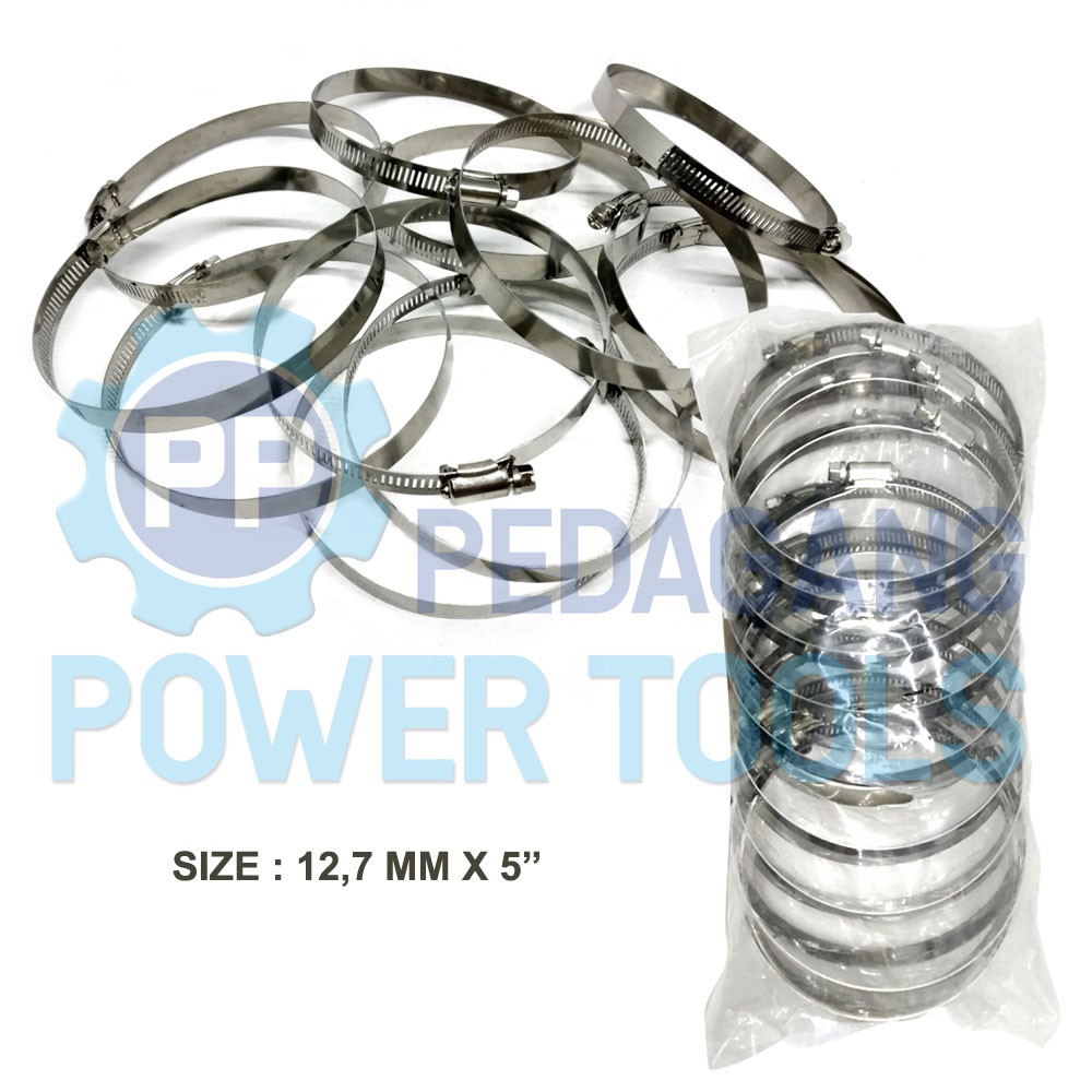 KLEM SELANG BISON 5&quot; INCH STAINLESS STEEL HOSE CLIPS - ISI 20 PCS