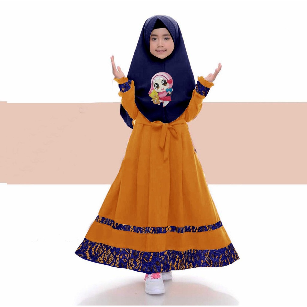 HOPYLOVY - Gamis Anak Two Tones Tisha Kids dengan Lampu LED