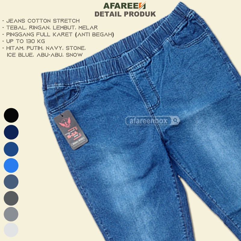 Celana Panjang Jeans Wanita Legging Jeans Bigsize Pinggang Karet Melar Stretch Jumbo Celana Jeans Polos Basic 31-42