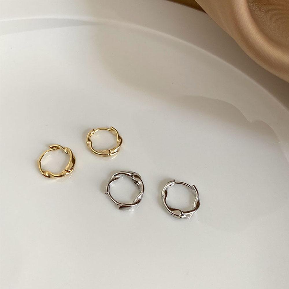 Anting Hoop Bentuk Lingkaran Geometris Gaya Korea Untuk Wanita