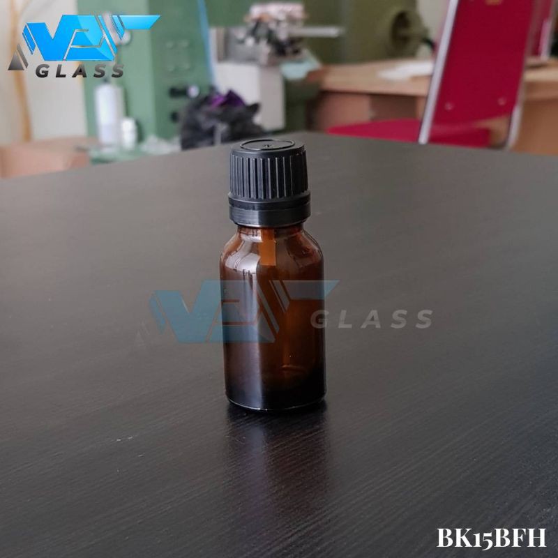 botol kaca 15ml coklat / amber  tutup filler / botol essential oil 15ml