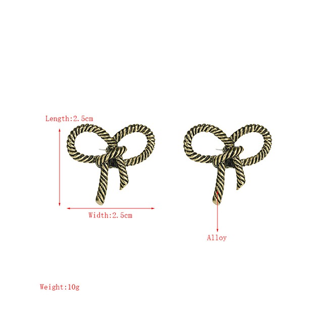 LRC Anting Tusuk Fashion Bronze Bow-knot Bronze Alloy Earrings p50171