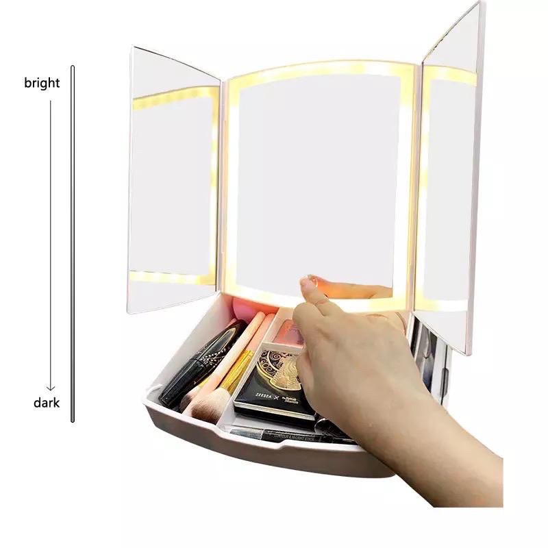 cermin kaca My fold awah lighted makeup mirror lipat