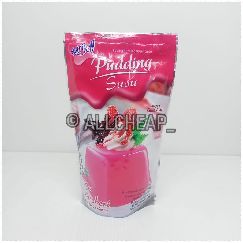 nutrijel PUDING susu rasa strobery STRAWBERRY flavour 145gr (5.11oz)