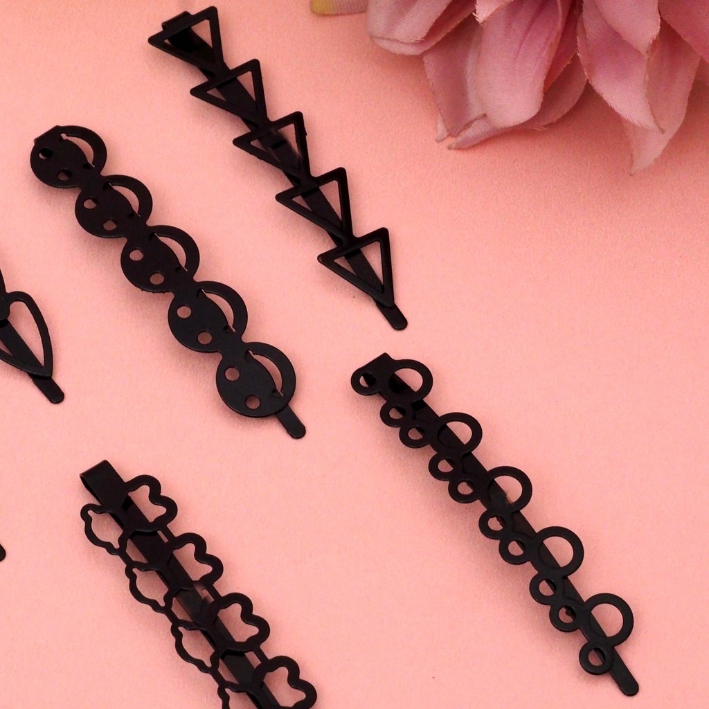 Jepit Rambut Poni Bobby Pin SET ISI 2 PCS Bentuk Campur Warna Hitam Jepitan Korea Aksesoris Rambut Wanita