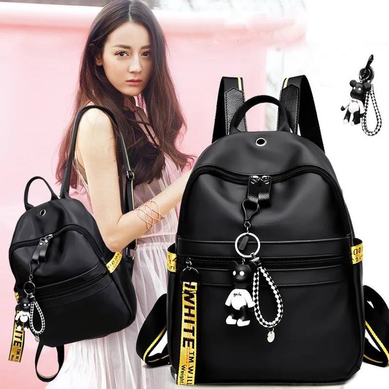 &quot;aurabagss&quot; - Tas Wanita Tas Ransel Wanita Semi Import Water Proof Backpack Wanita Hitam Motif Like This Korea Multifungsi Bisa Buat Tas Sekolah Kuliah &amp; Kerja