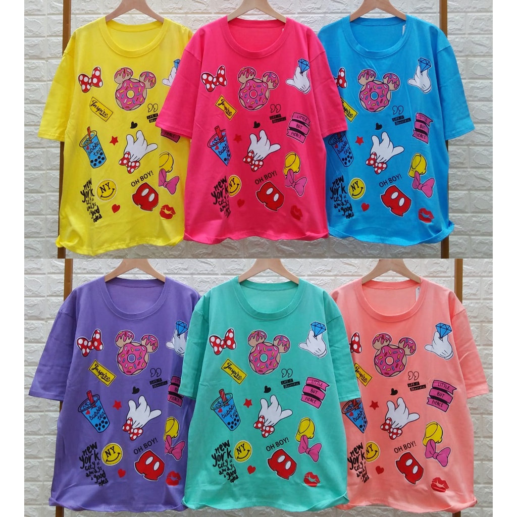 POPURI || LD110 5 Tshirt Cute Kaos Karakter Lucu Jumbo Oversize XL XXL XXXL Cotton Combed