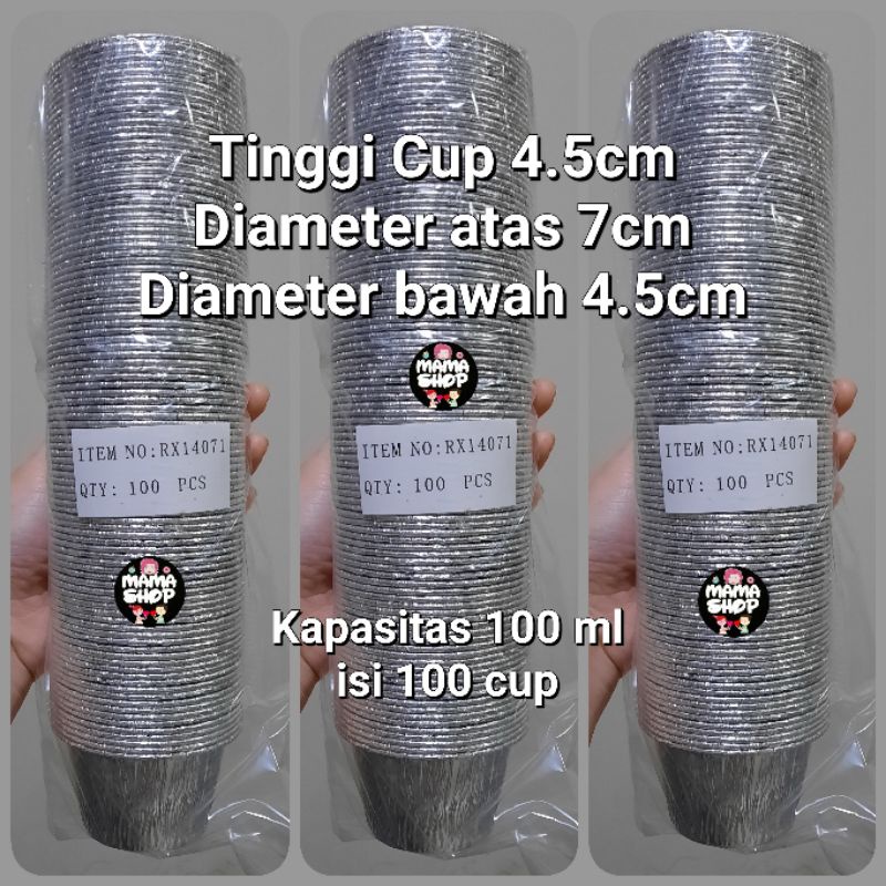 Cup Aluminium Foil Bulat 100ml Foil Alu Tray Untuk Makaroni Panggang Cupcake Muffin Bolu Kue dll