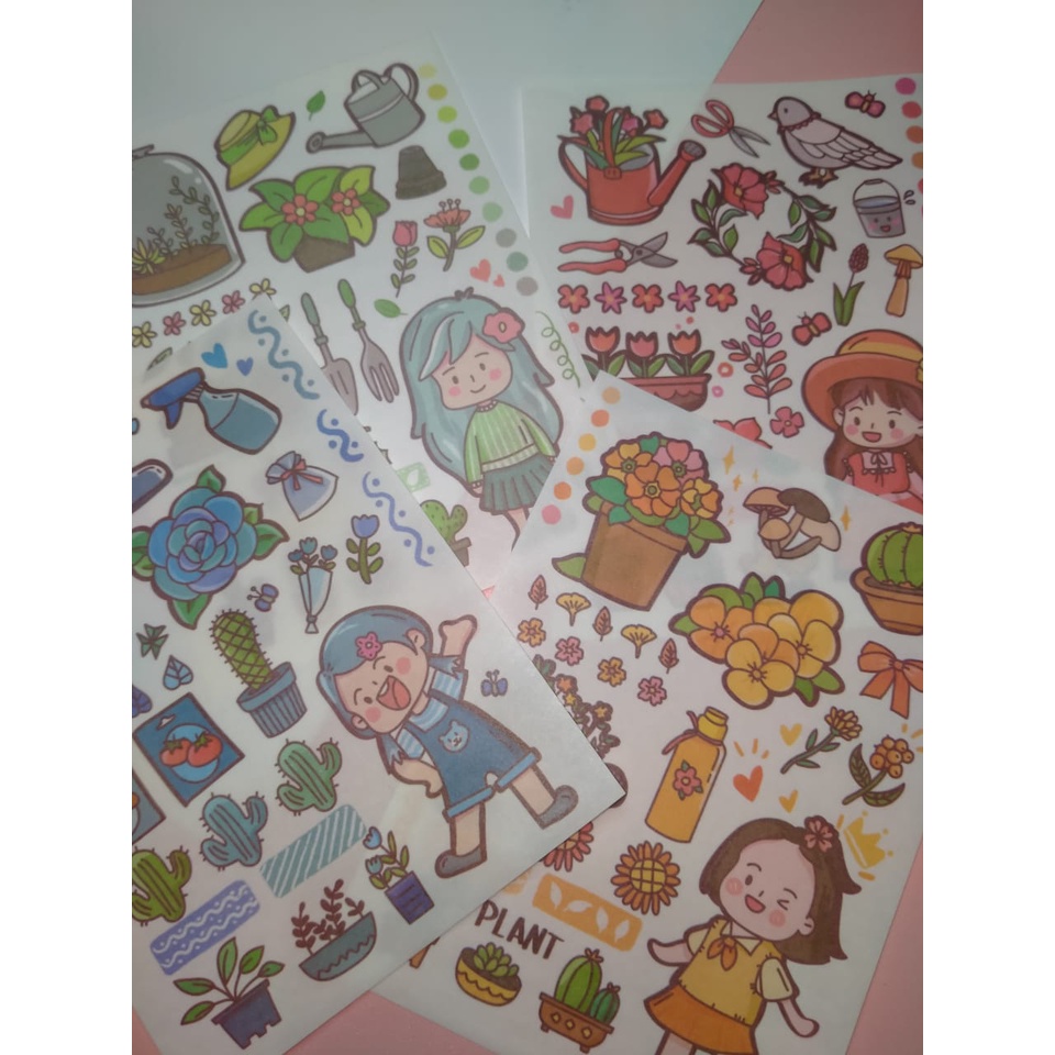 

[Canaya] Sticker Sheet Cute Cartoon Garden Girl Series || Sticker Kertas || bujo || Deco || Aesthetic || Journal || Dekorasi