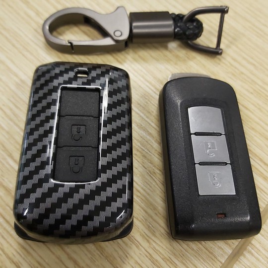 Case carbon key Smartkey Cover Key Kunci Mitsubishi Outlander Pajero Xpander