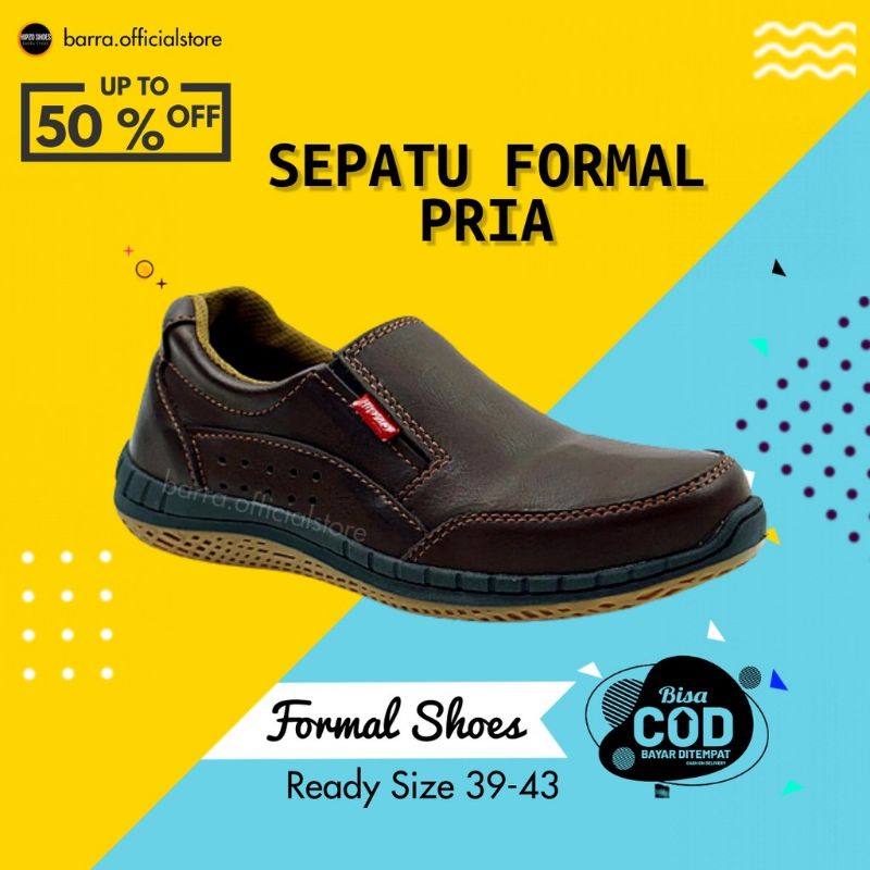 Sepatu Pantofel pria Kulit Cowok Formal Kerja Pria Tanpa Tali Terbaru Original 100% Anti Licin