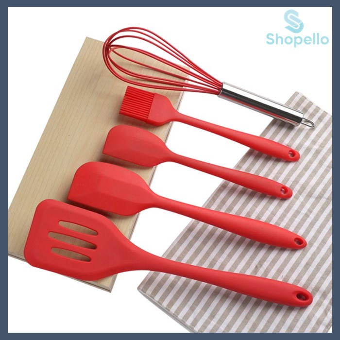 SHOPELLO - 5 IN 1 SET Silicone Kitchen Utensil Spatula Cooking BPA-Free