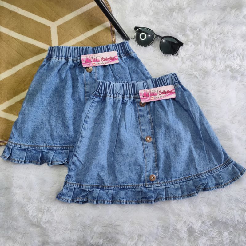 ROK JEANS PENDEK ANAK  REMPEL USIA 1 - 7 TAHUN