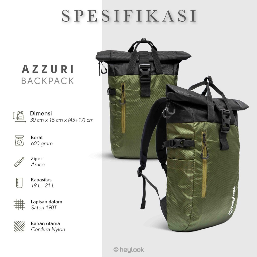 HEYLOOK Project - (Free Raincover) Tas Ransel Wanita Backpack AZZURI Tas Punggung Laptop Tas Adventure Outdoor Travelling