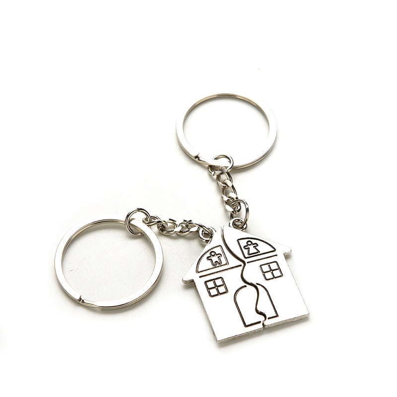 {LUCKID}2 Pcs House Shape Keychain Key Ring for Lovers Valentine’s day Love Key Fob