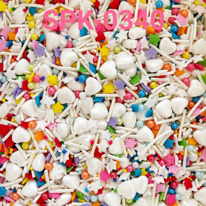 

SPK-0340 SPRINKLES SPRINKLE SPRINGKEL 1KG HATI BINTANG RAINBOW PUTIH TERBARU