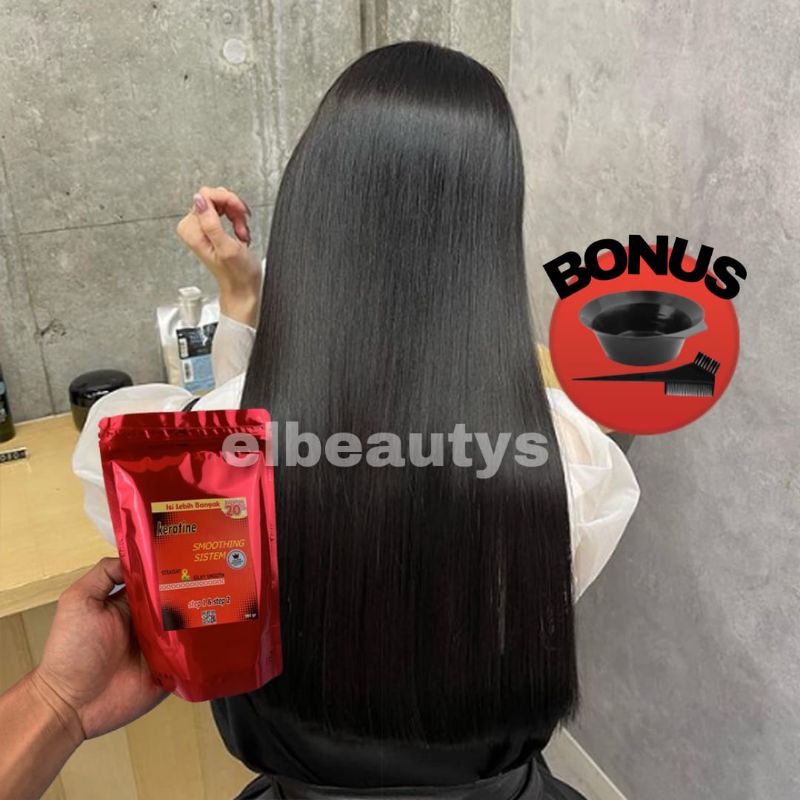 keratin smoothing 2 step free mangkok dan sisir/pelurus rambut tanpa catok/obat rambut/penataan ramb