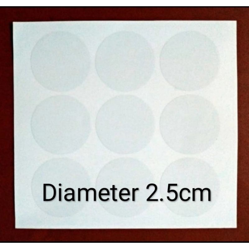 

stiker vinyl TRANSPARAN paket100PCS Diameter 2,5CM bulat polos
