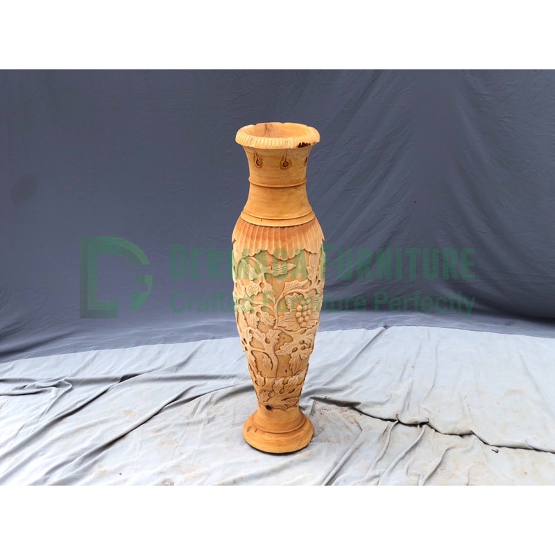 VAS BUNGA GUCI KAYU MAHONI VAS BUNGA DEKORASI PELAMINAN TERMURAH