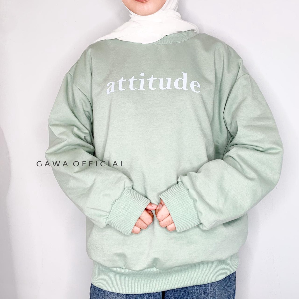 ATTITUDE SWEATER OVERSIZE WANITA MURAH CREWNECK OBLONG WANITA FASHION KOREA