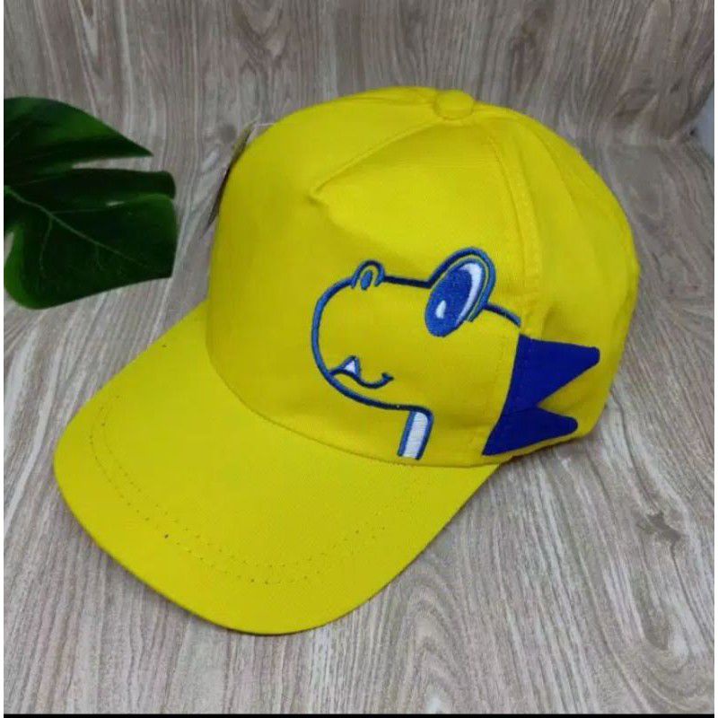 Topi Anak Karakter Dino Saurus Free Bordir/Costum Nama Suka Suka