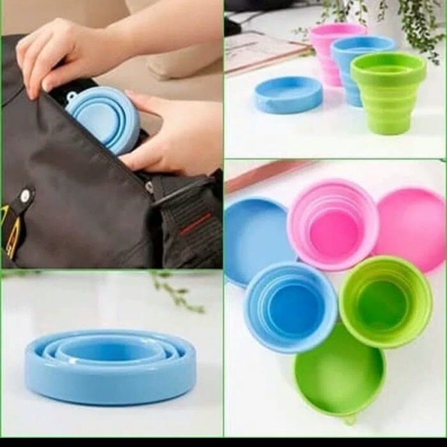 Cup Silikon gelas lipat portable foldable travel cangkir minum tarik