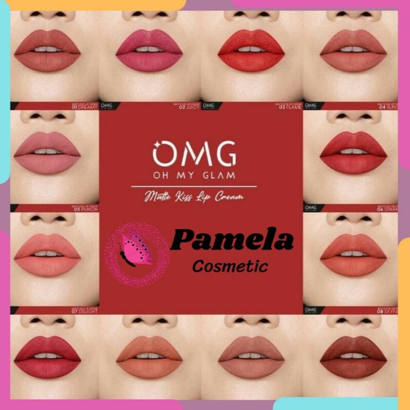 ❤ PAMELA ❤OMG Oh My Glam Matte Kiss Lip Cream 3.5g Halal (✔️BPOM)/ Lipcream Omg