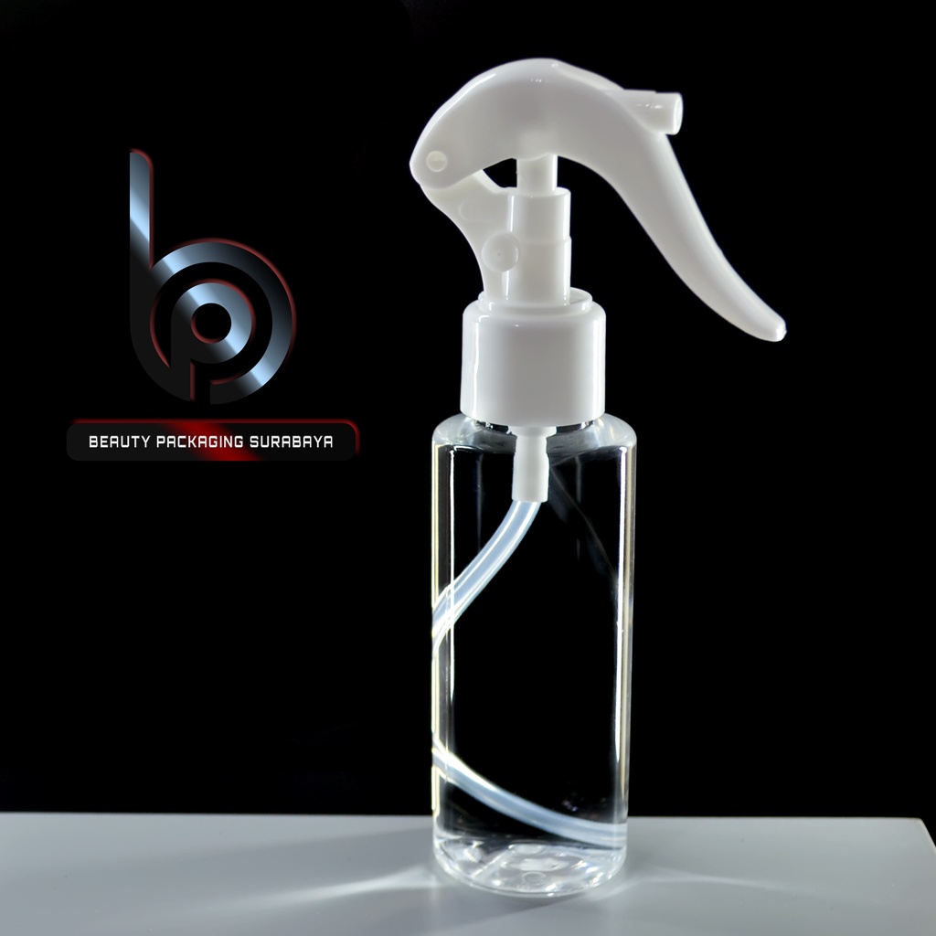 Botol Plastik PET 100ml RF Bening Tutup  Spray Trigger Semprot