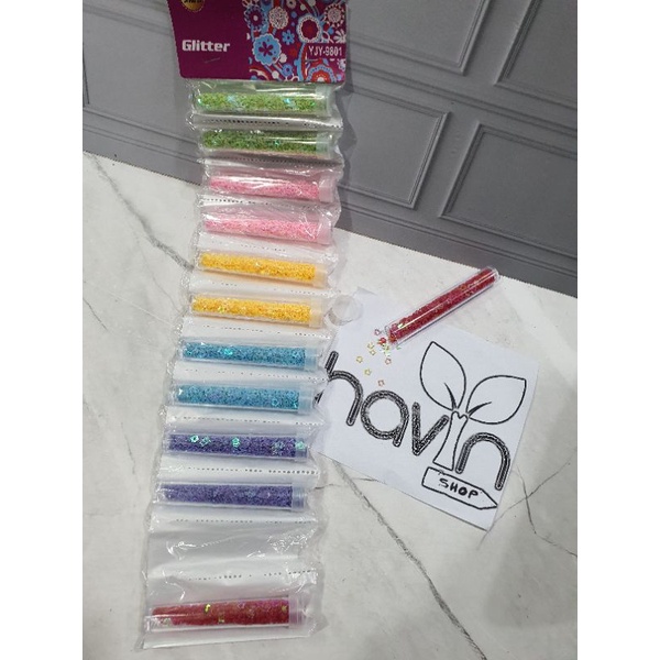 (12pc) MANIK MANIK GLITER/HIASAN KETRAMPILAN/PRAKARYA-B (bintang bolong)