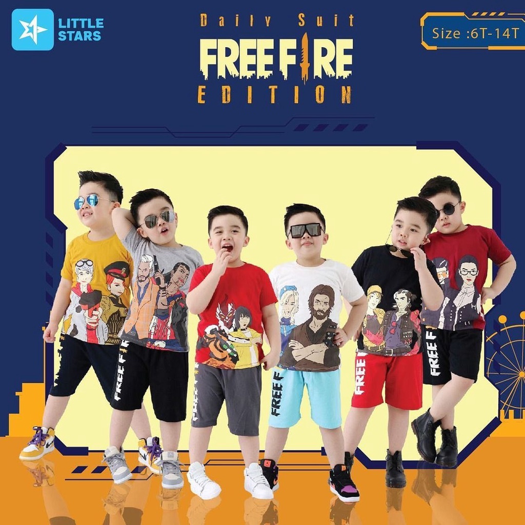 SETELAN ANAK FREE FIRE BONUS TAS 6-12 TAHUN