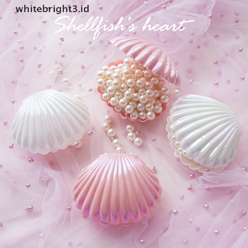 (whitebright3.id) Kotak Organizer Perhiasan Cincin / Kalung / Anting Bentuk Kerang Untuk Hadiah