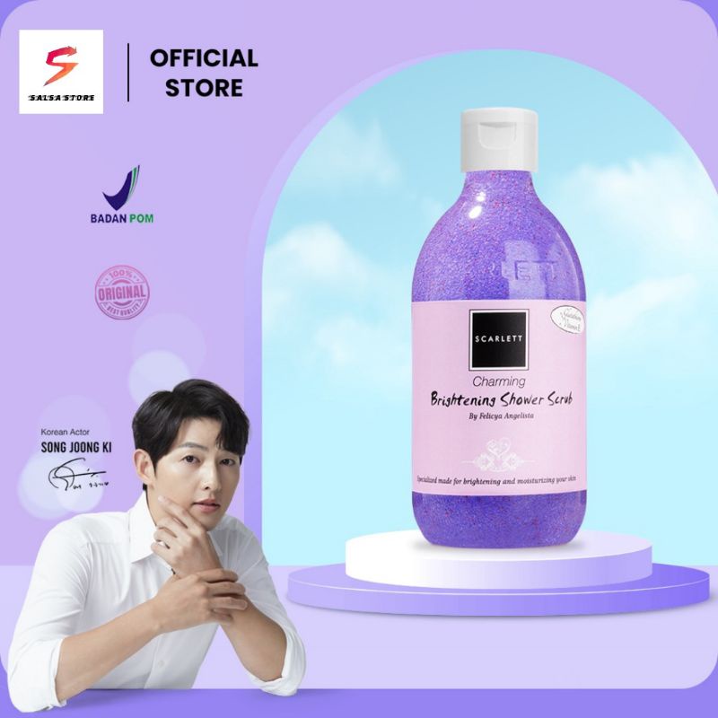 Scarlett Whitening Shower Scrub Charming | Sabun Mandi Glowing | Sabun Mandi Cair / sabun mandi scar