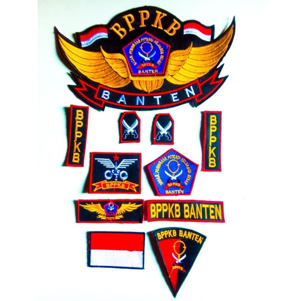 LOGO ATRIBUT BORDIR BPPKB BANTEN SATU SET LENGKAP DEPAN BELAKANG