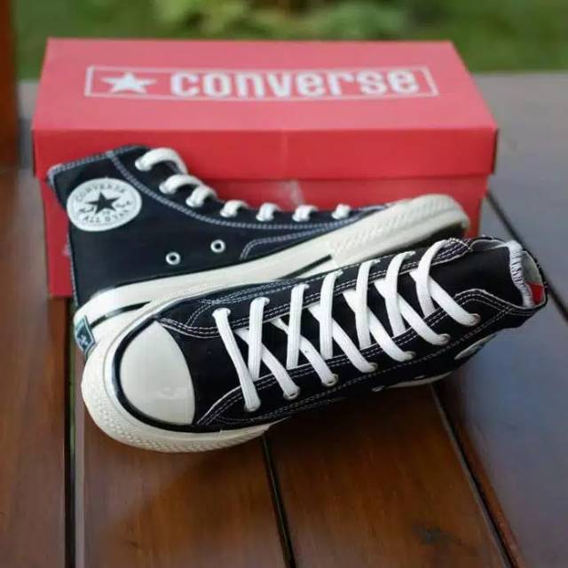 Sepatu converse 70s TINGGI GLOSSY HITAM PUTIH premium-1