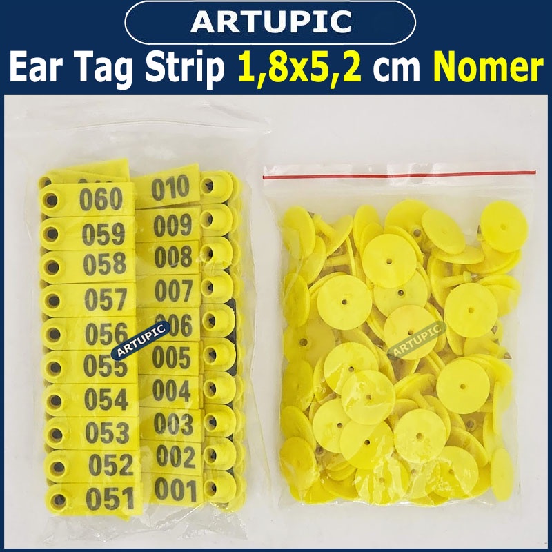 Ear Tag Strip 1.8x5.2 cm Nomer Per100 Anting Penanda Eartag Necktag Hewan Ternak Sapi Babi Kuda Kambing Domba DLL