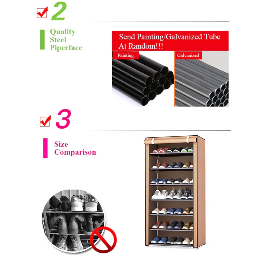 Rak Sepatu Sandal Multilayer Shoe Rack Cloth Cabinet Storage 9 Layer - Gray Silver